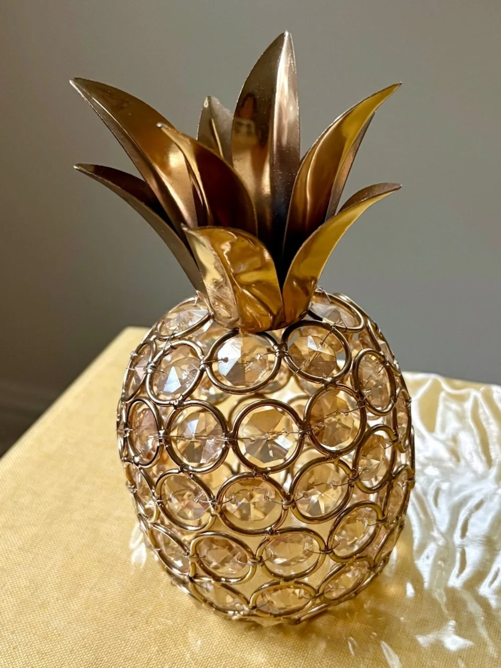 Pier 1 Gold Crystal and Metal Pineapple